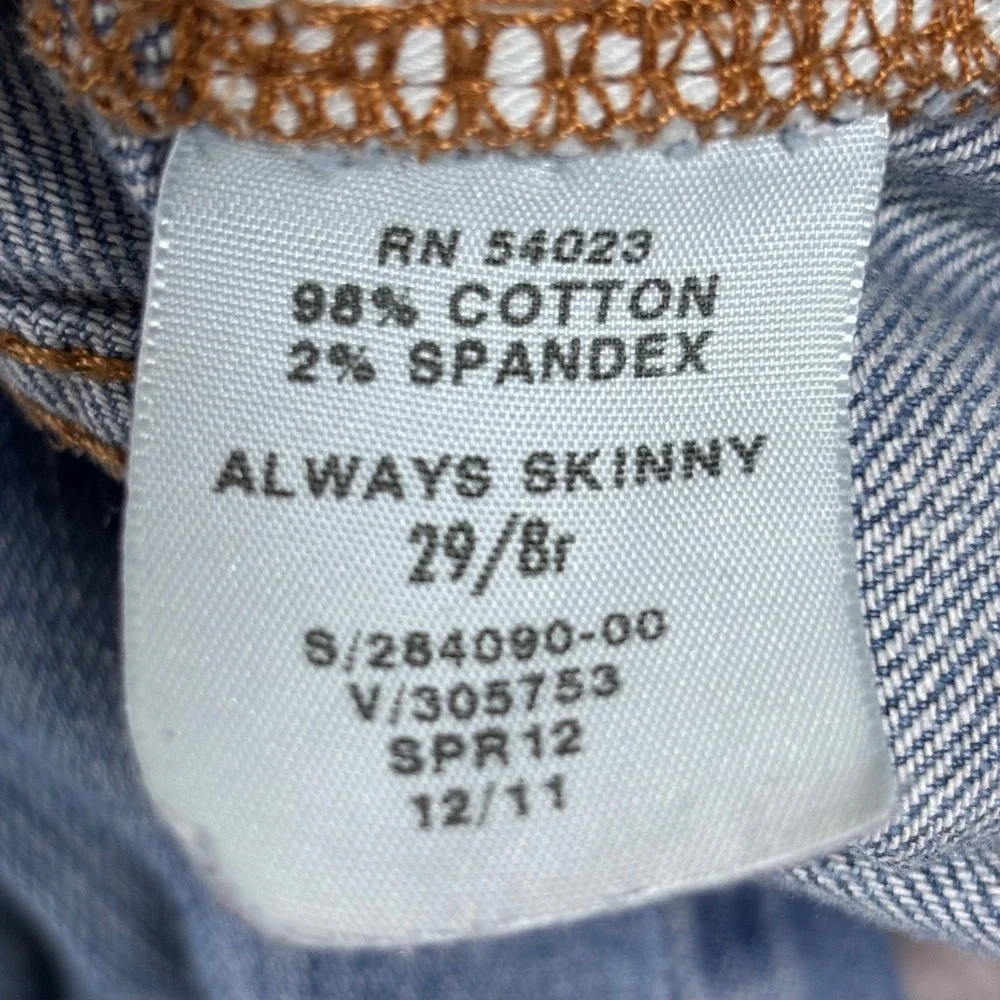 Gap 1969 Always Skinny Jeans Womens 29(Measure‎ 30) Blue Low Rise Studded